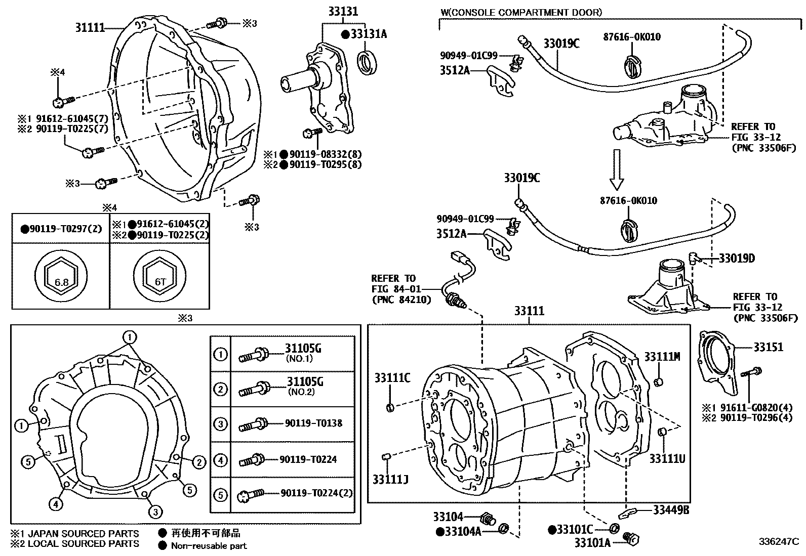 Toyota HILUX 离合器壳和变速器壳(MTM) EPC diagram — 336247C