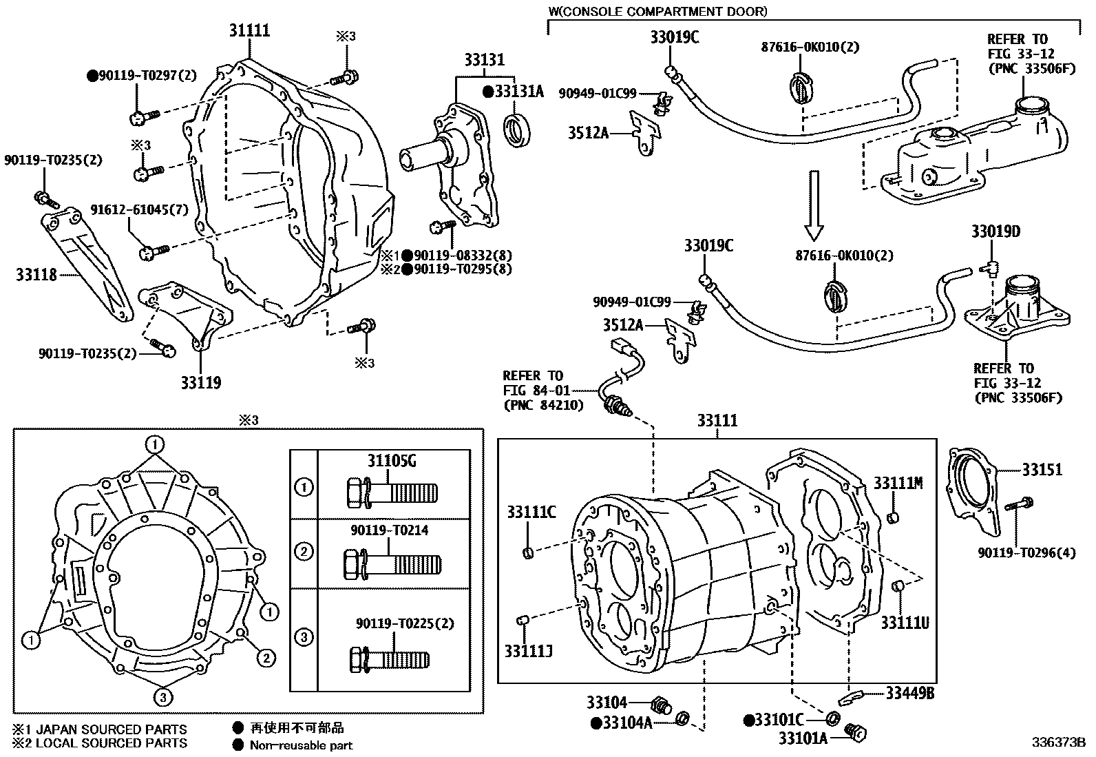 Toyota HILUX 离合器壳和变速器壳(MTM) EPC diagram — 336373B