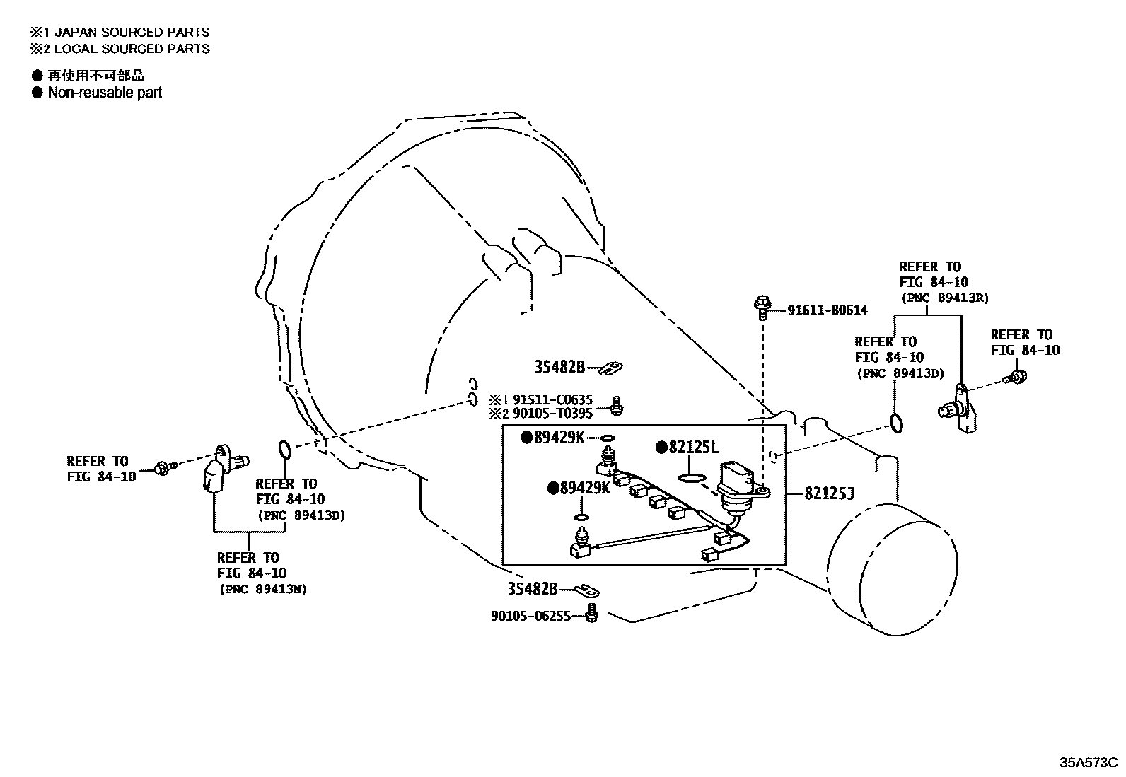 Toyota HILUX 阀体和滤油网(ATM) EPC diagram — 35A573C