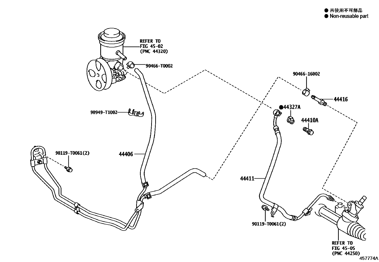 Toyota HILUX 动力转向配管 EPC diagram — 457774A