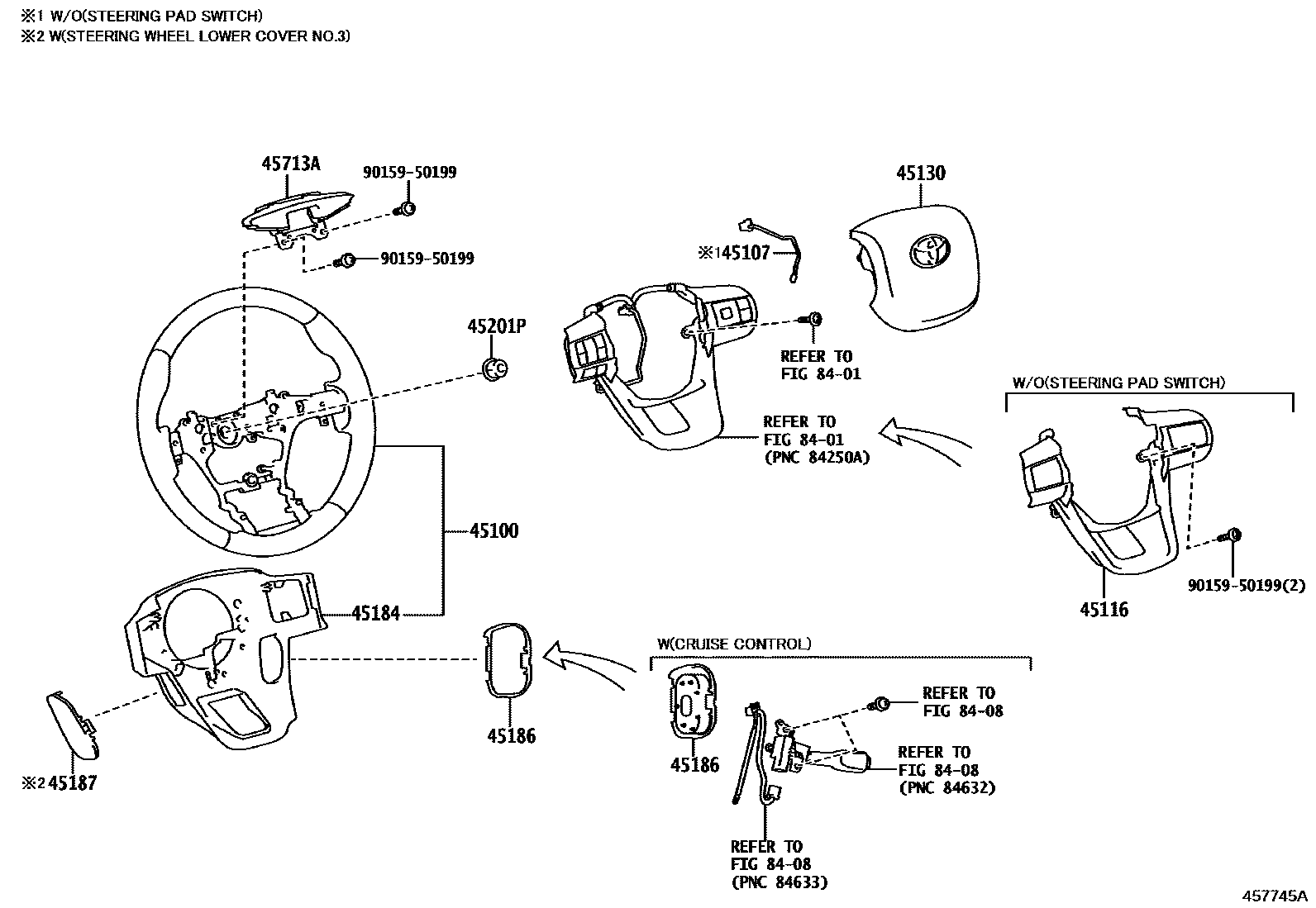 Toyota HILUX Steering Wheel EPC diagram — 457745A