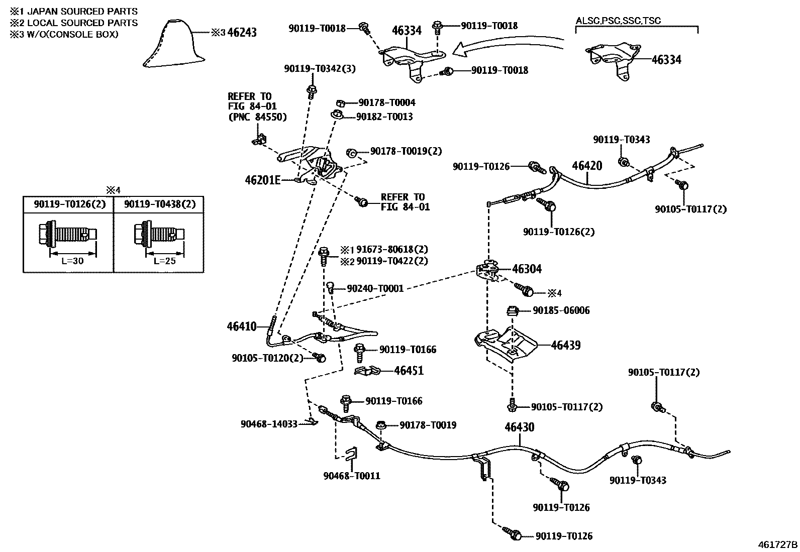 Toyota HILUX Parking Brake & Cable EPC diagram — 461727B