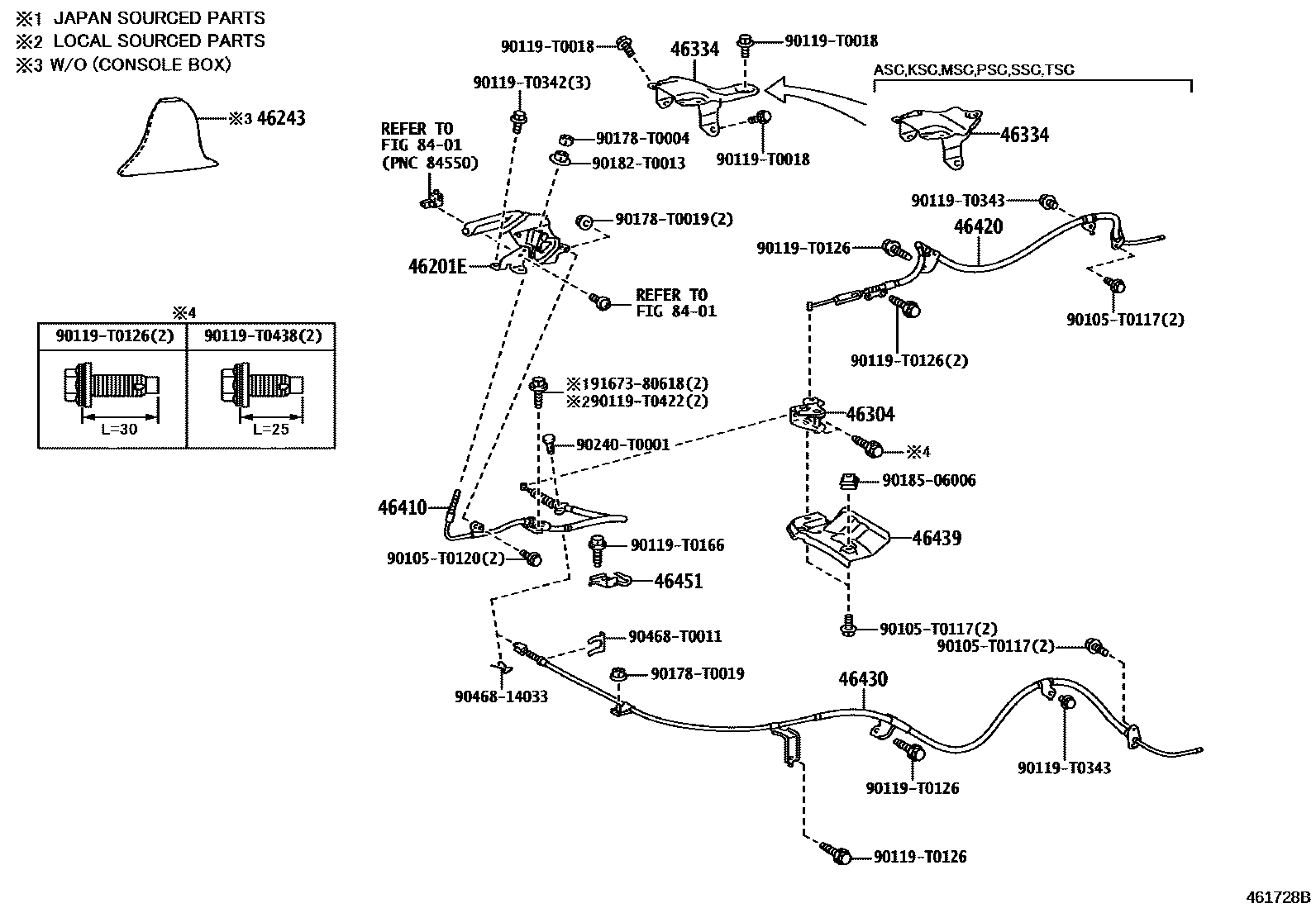 Toyota HILUX Parking Brake & Cable EPC diagram — 461728B