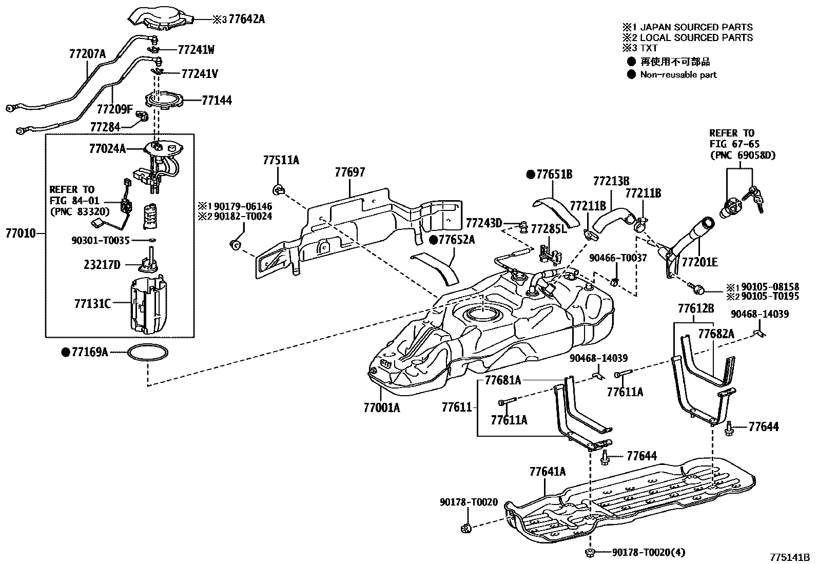 Toyota HILUX 燃油箱和燃油管 EPC diagram — 775141B