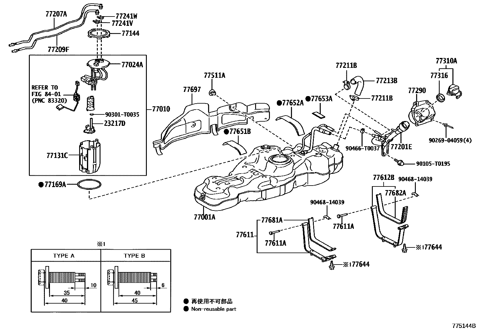 Toyota HILUX 燃油箱和燃油管 EPC diagram — 775144B