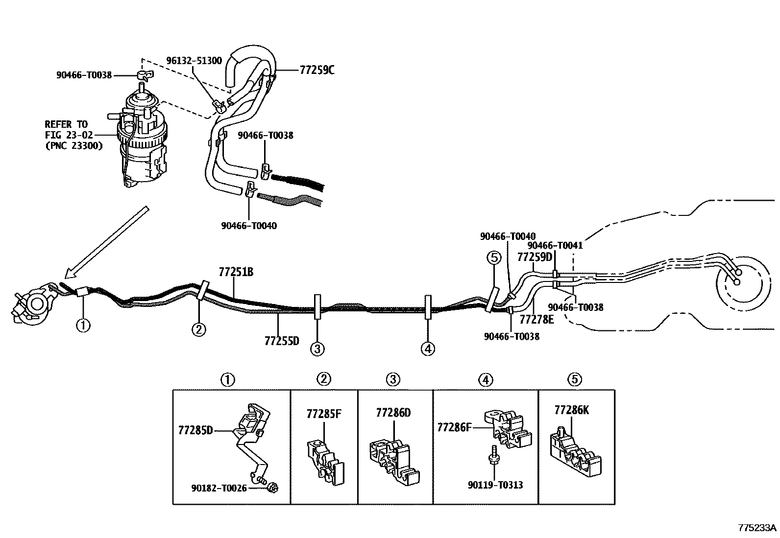 Toyota HILUX 燃油箱和燃油管 EPC diagram — 775233A