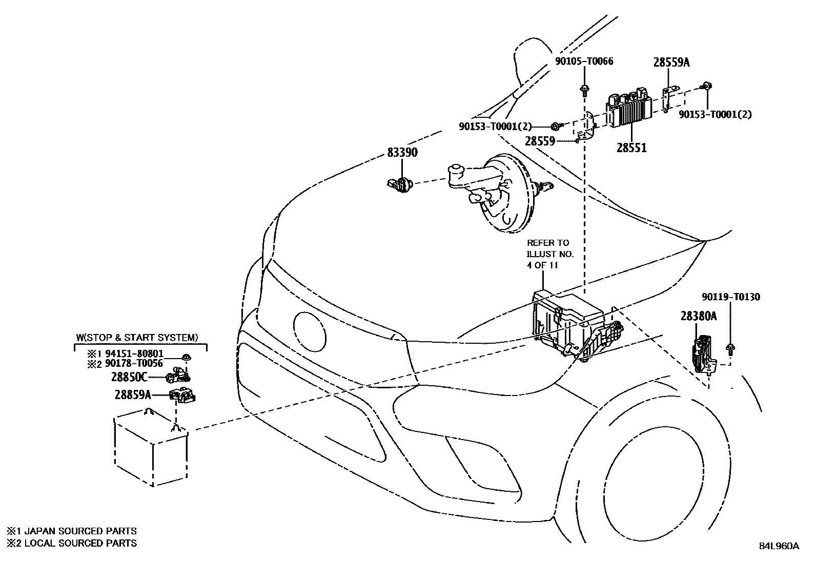Toyota HILUX 开关和继电器和ECU EPC diagram — 84L960B