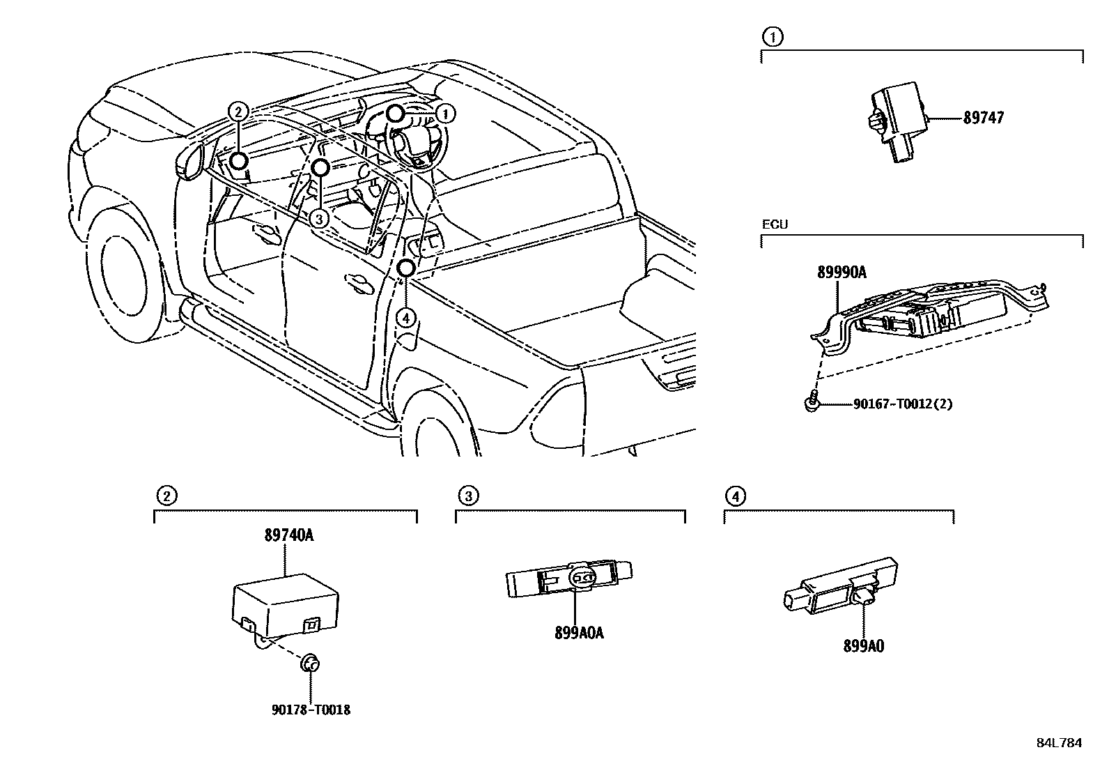 Toyota HILUX 遥控门锁 EPC diagram — 84L784