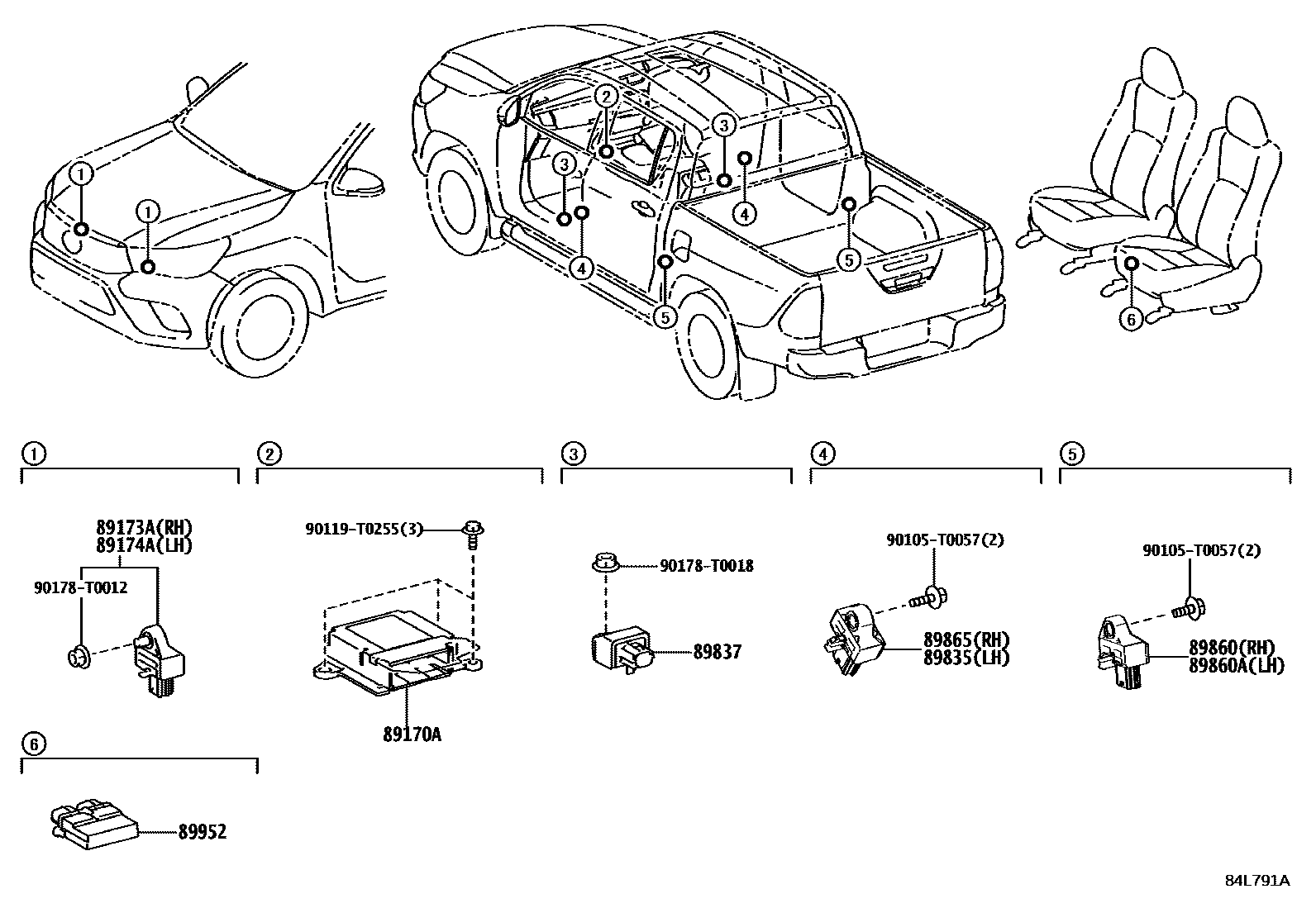 Toyota HILUX 空气囊 EPC diagram — 84L791A