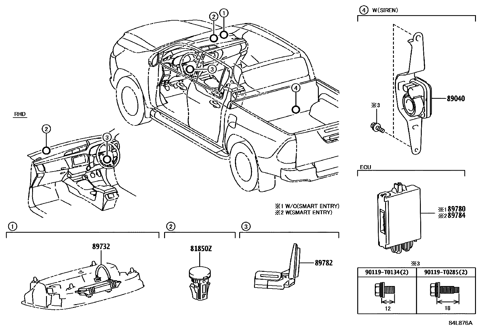 Toyota HILUX 防盗装置 EPC diagram — 84L876A