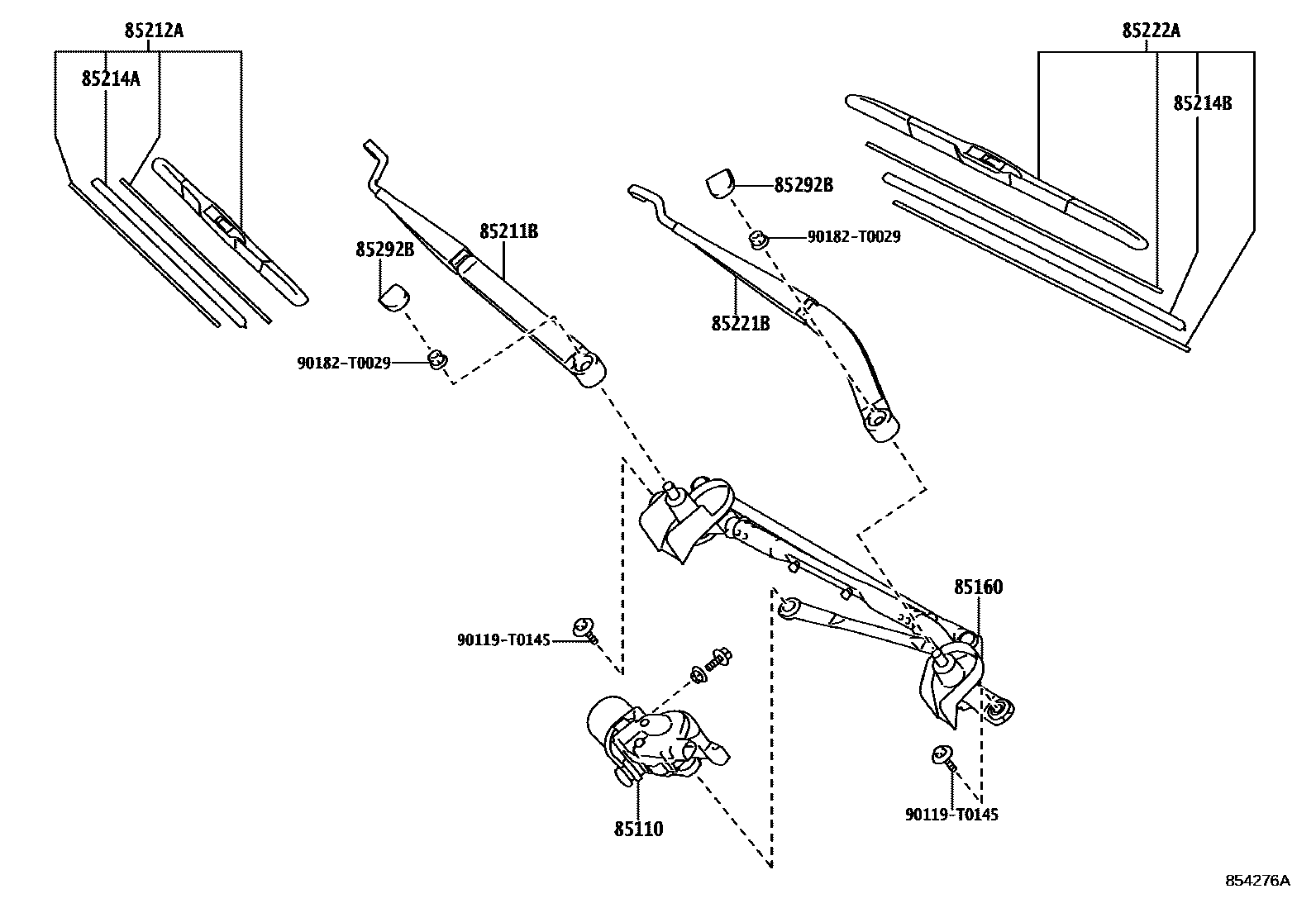 Toyota HILUX 挡风玻璃刮水器 EPC diagram — 854276A