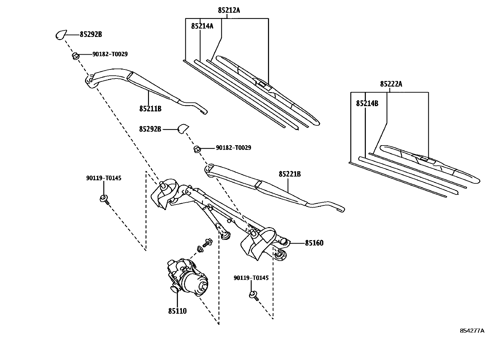 Toyota HILUX 挡风玻璃刮水器 EPC diagram — 854277A
