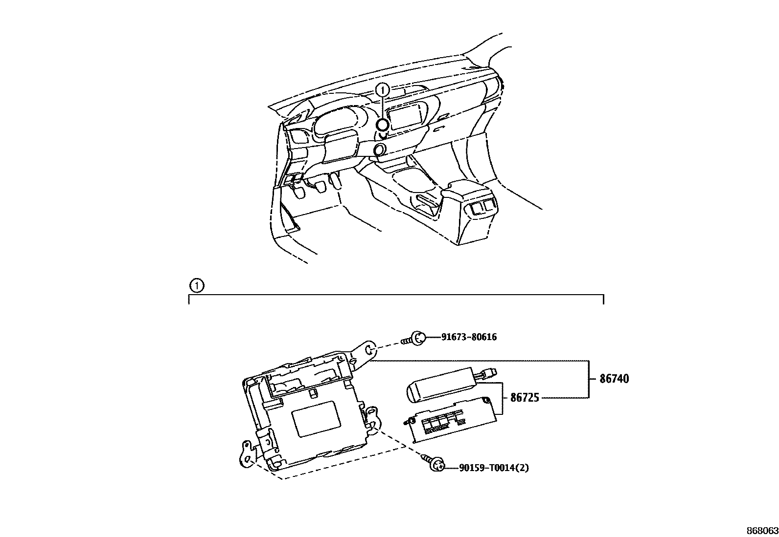 Toyota HILUX 车载电话和呼救装置 EPC diagram — 868063