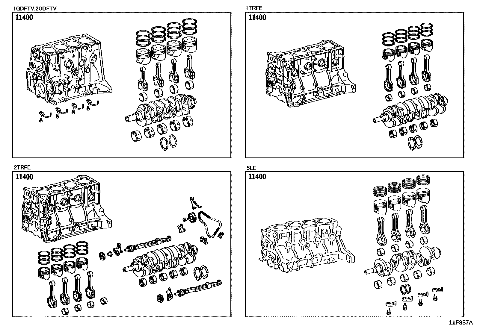 Toyota HILUX Short Block Assembly EPC diagram — 11F837A