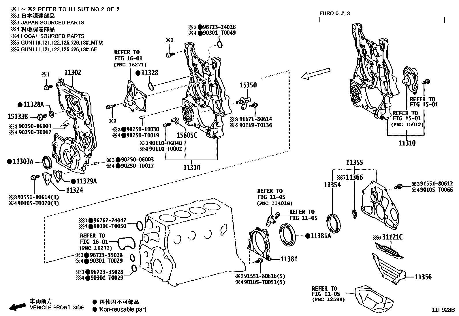 Toyota HILUX Timing Gear Cover & Rear End Plate EPC diagram — 11F928A