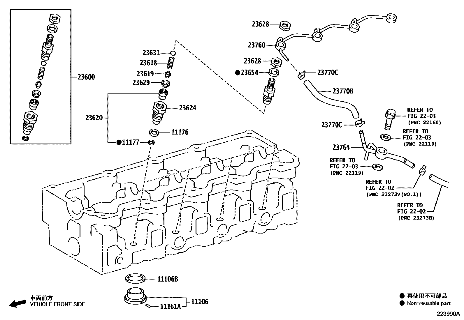 Toyota HILUX 喷油嘴 EPC diagram — 223990A