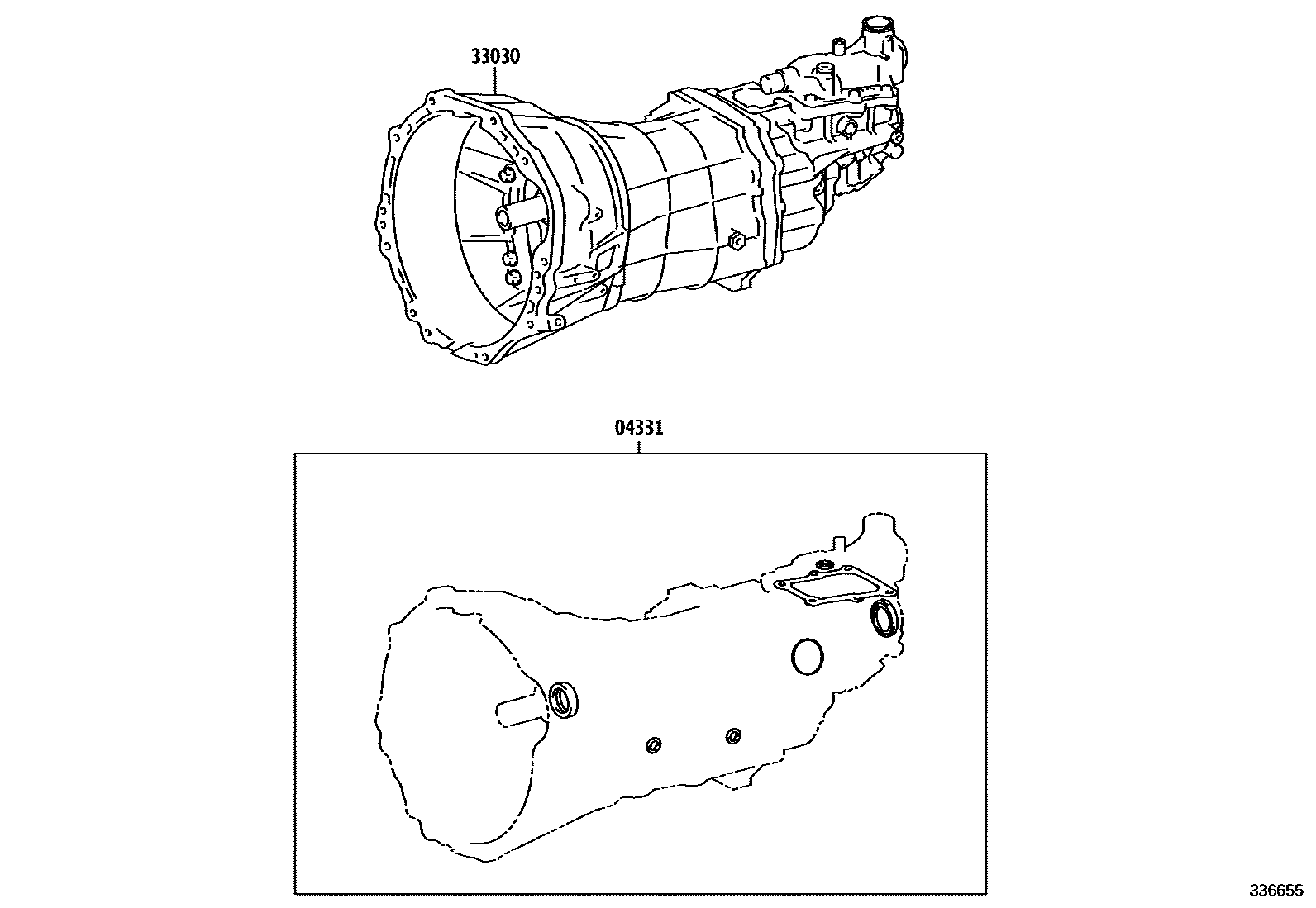 Toyota HILUX 传动桥或变速器总成和衬垫组件(MTM) EPC diagram — 336655