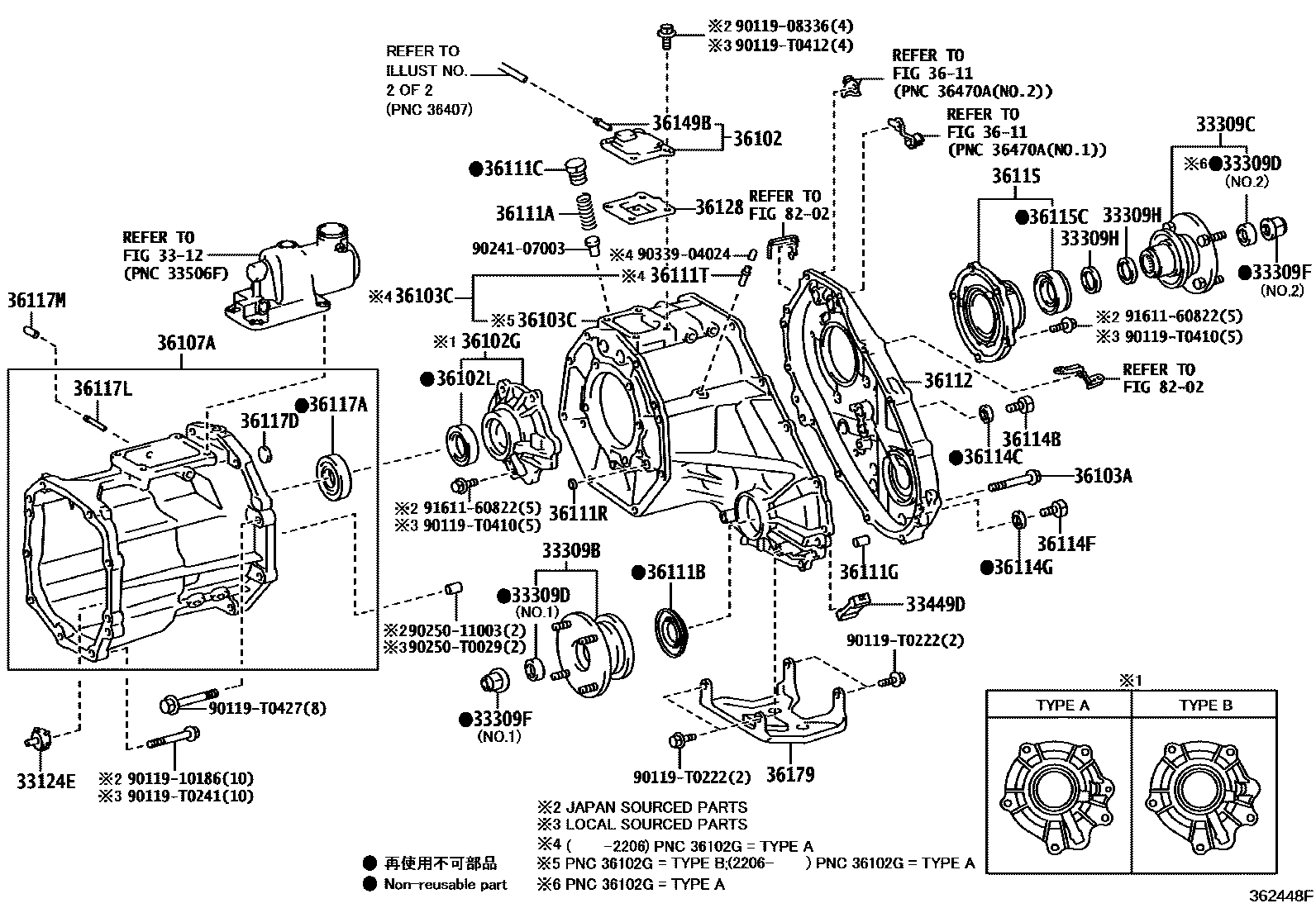 Toyota HILUX Transfer Case & Extension Housing EPC diagram — 362448F