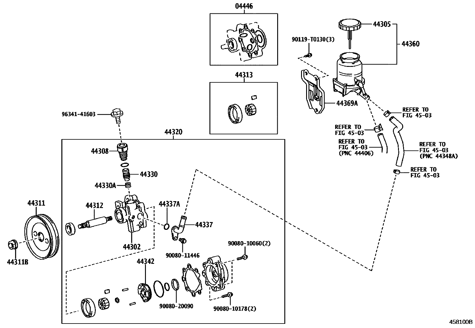 Toyota HILUX 叶片泵和储油罐(动力转向) EPC diagram — 458100B