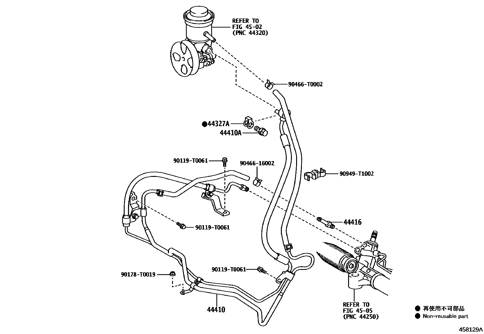 Toyota HILUX 动力转向配管 EPC diagram — 458129A
