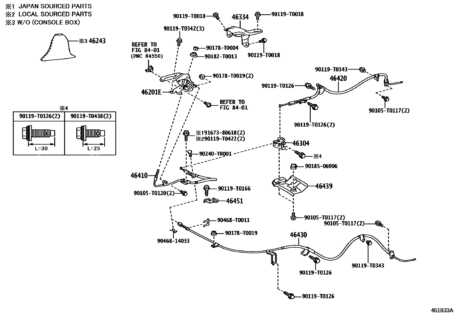 Toyota HILUX Parking Brake & Cable EPC diagram — 461833B