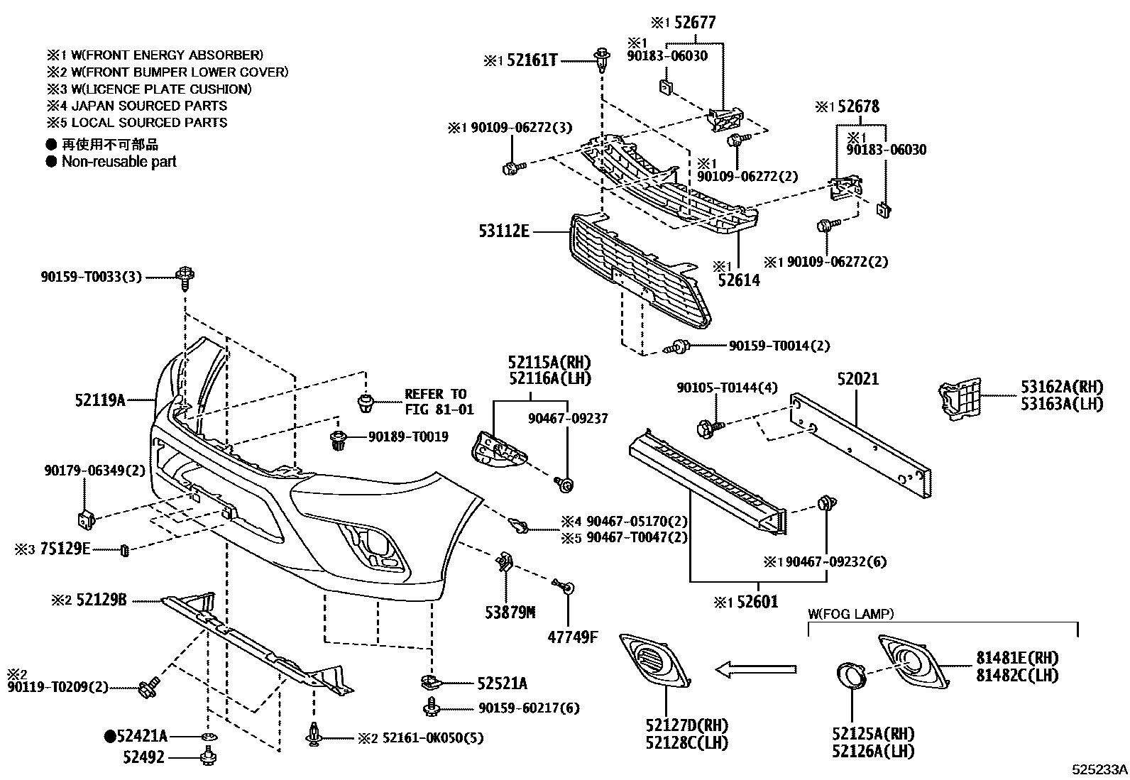 Toyota HILUX 前保险杠及附件 EPC diagram — 525233A