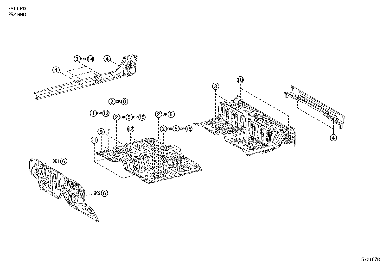Toyota HILUX hole plug EPC diagram — 572167B