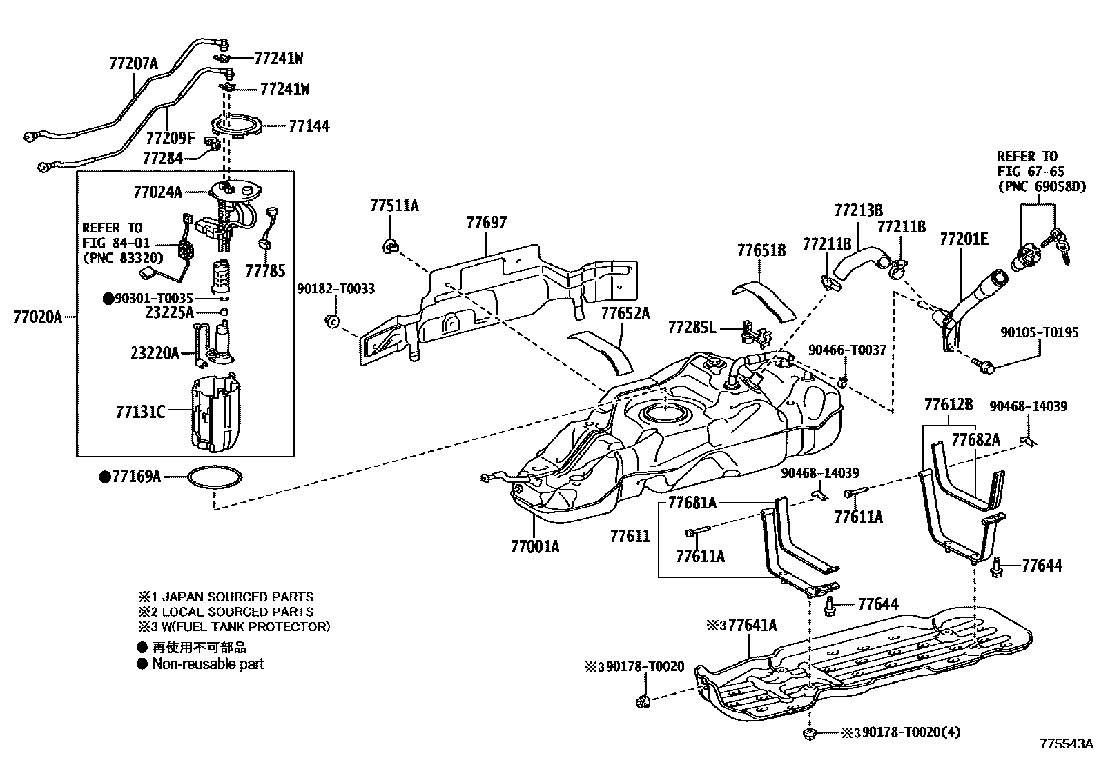 Toyota HILUX 燃油箱和燃油管 EPC diagram — 775543A