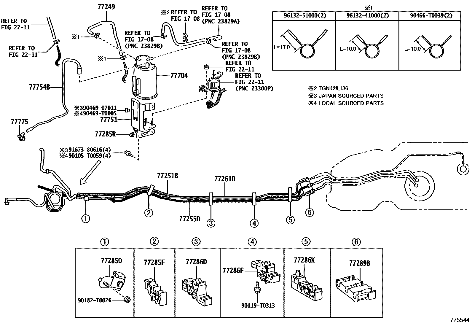 Toyota HILUX 燃油箱和燃油管 EPC diagram — 775544