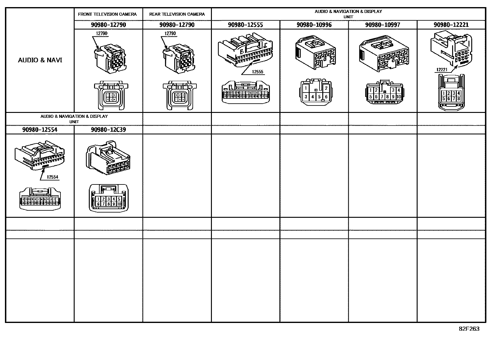 Toyota HILUX 线束和卡夹 EPC diagram — 82F263