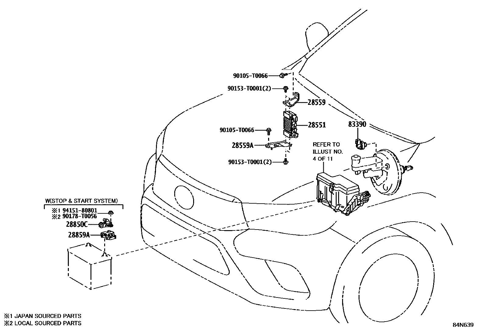 Toyota HILUX 开关和继电器和ECU EPC diagram — 84N639