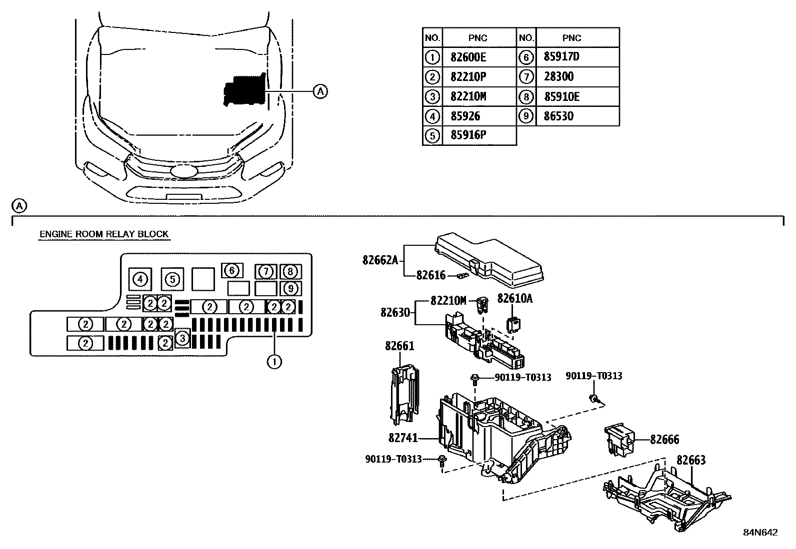 Toyota HILUX 开关和继电器和ECU EPC diagram — 84N642
