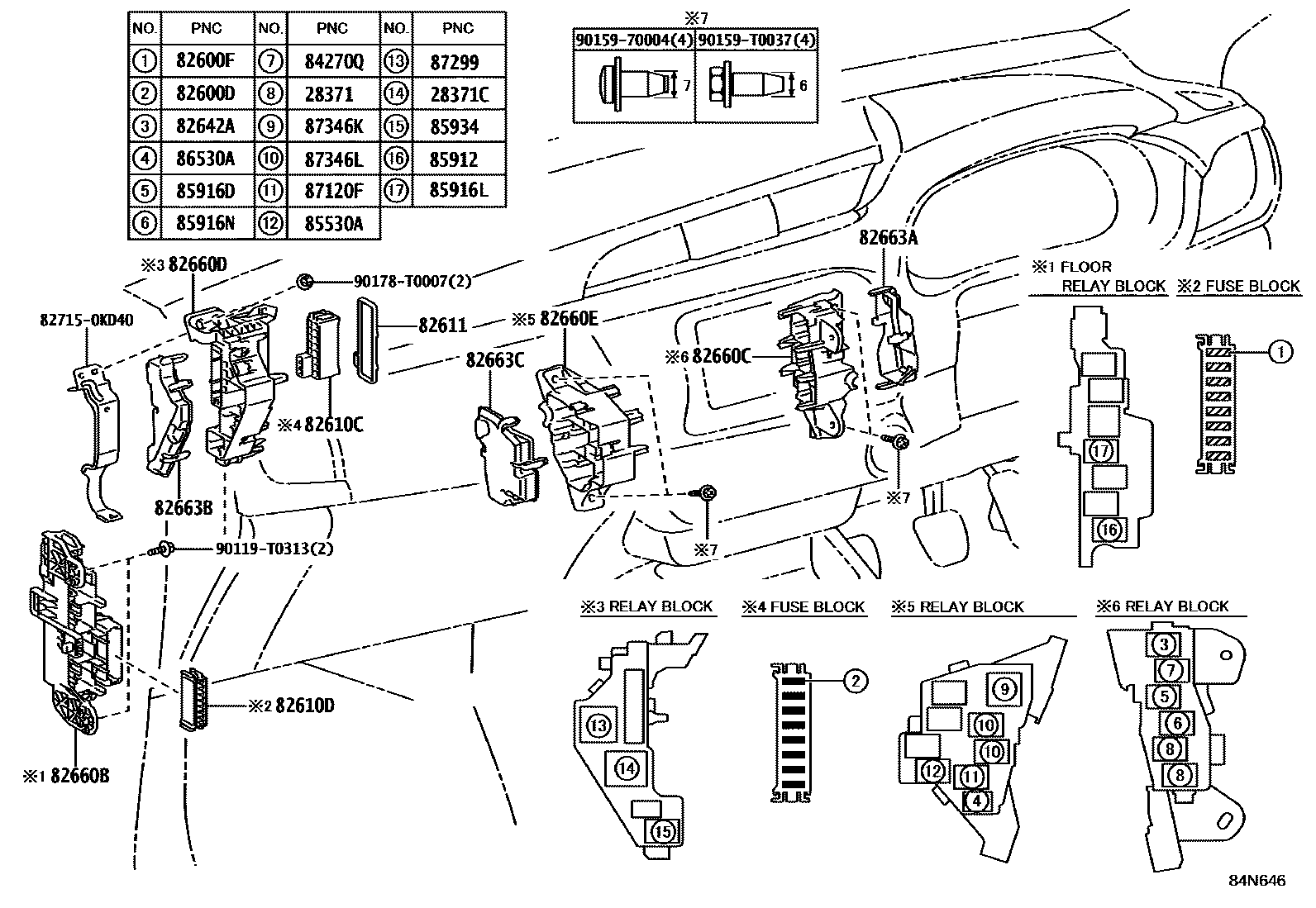 Toyota HILUX 开关和继电器和ECU EPC diagram — 84N646