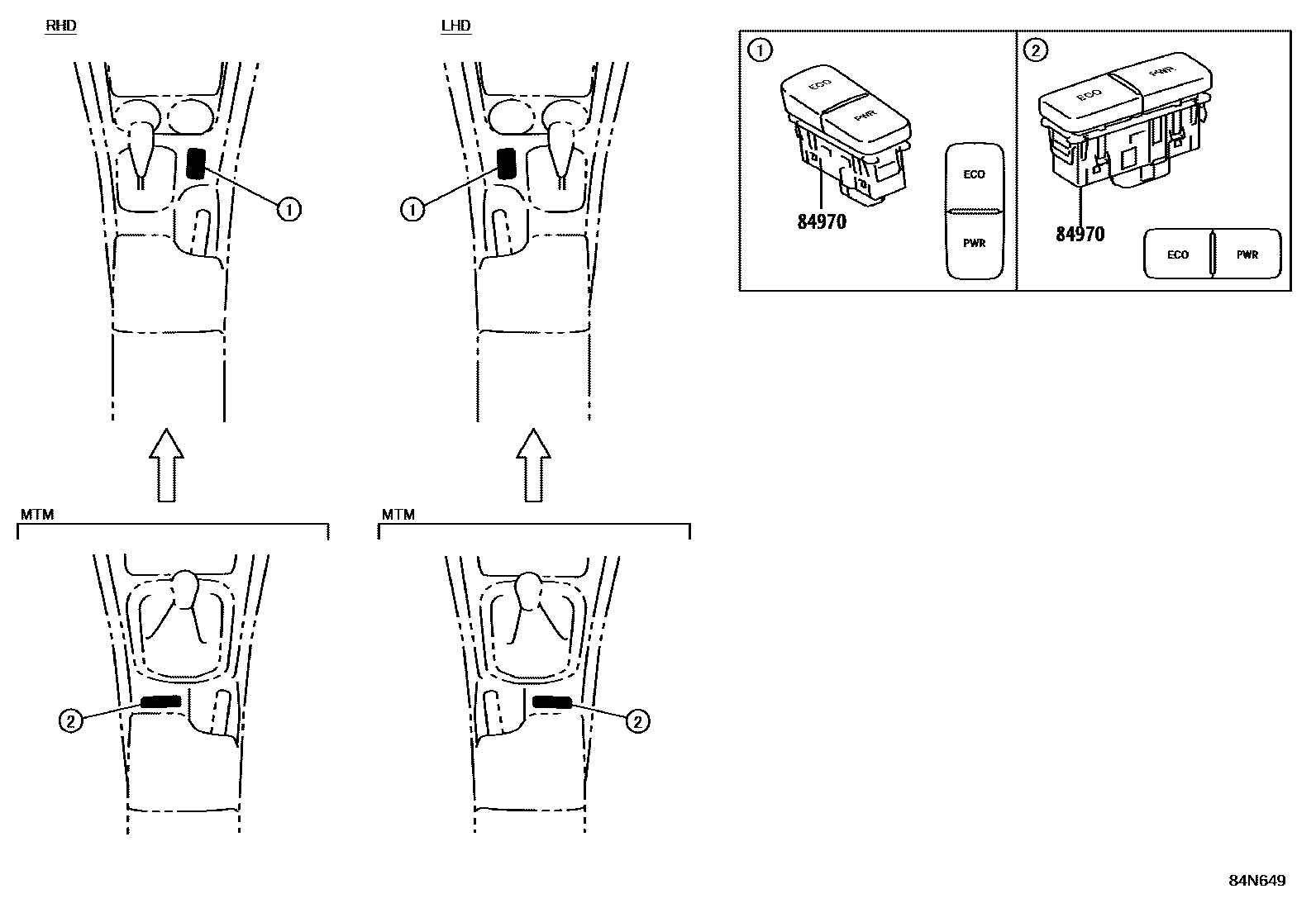 Toyota HILUX 开关和继电器和ECU EPC diagram — 84N649