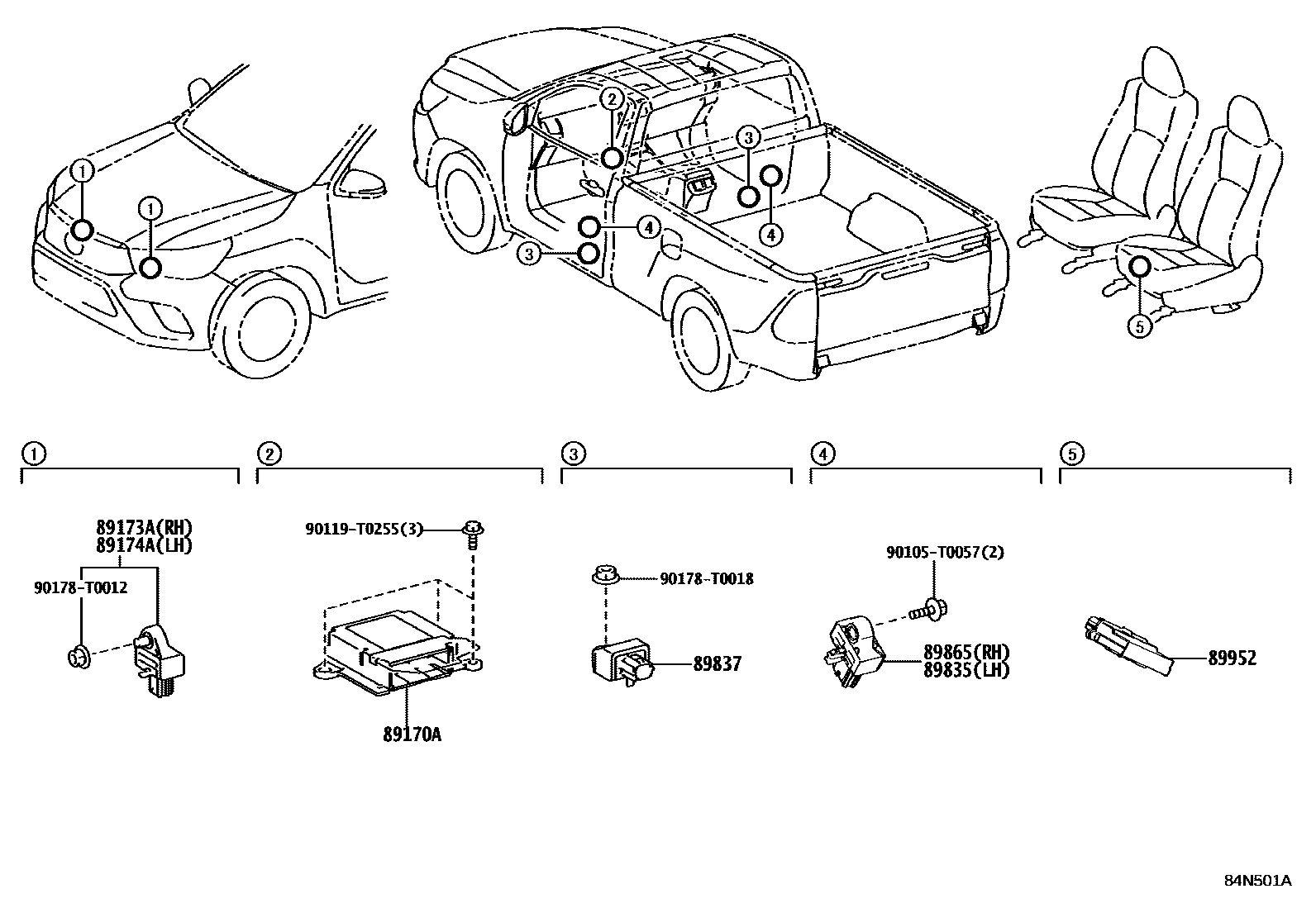 Toyota HILUX 空气囊 EPC diagram — 84N501A