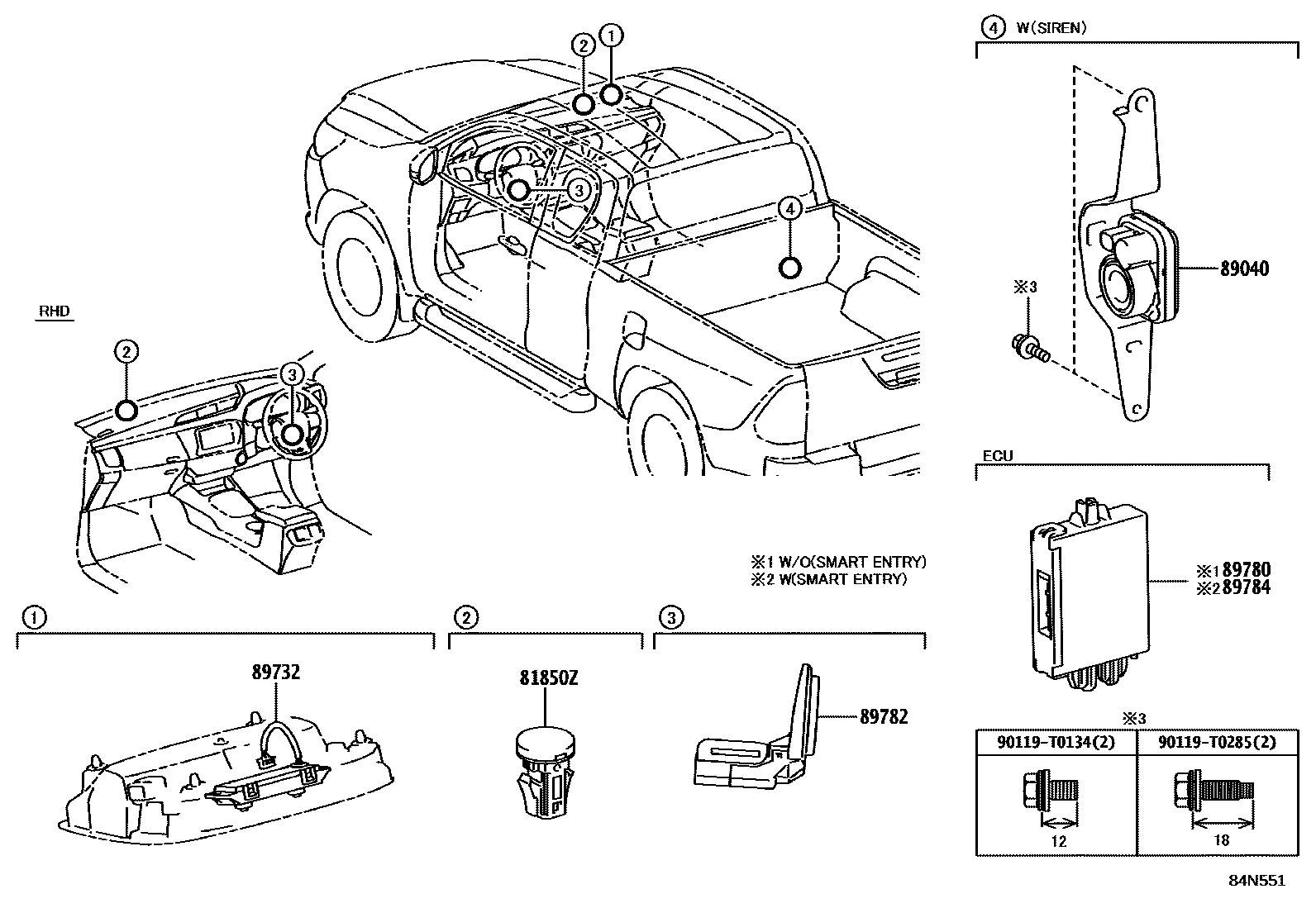 Toyota HILUX 防盗装置 EPC diagram — 84N551