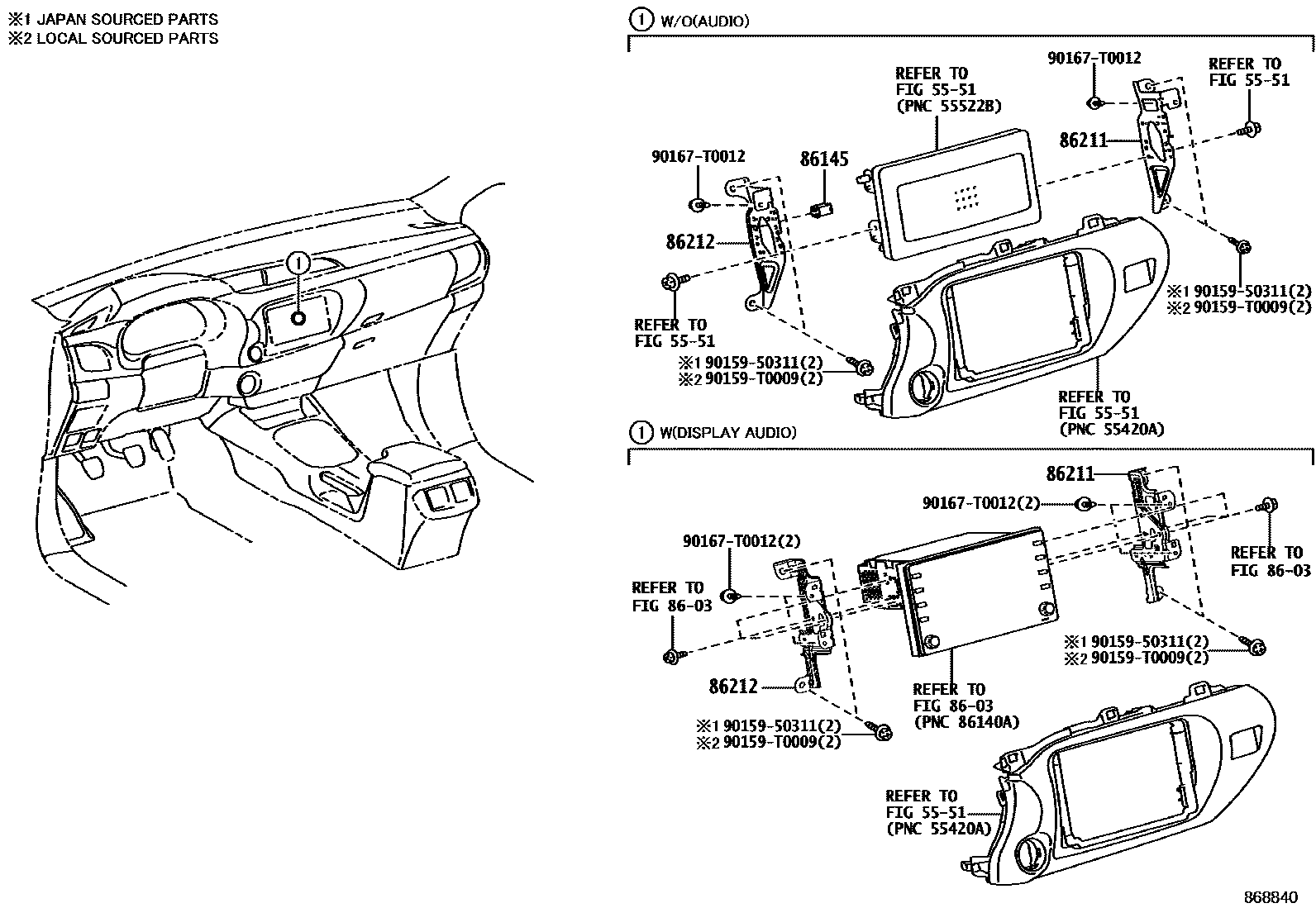 Toyota HILUX 收音机、放大器和冷凝器 EPC diagram — 868840