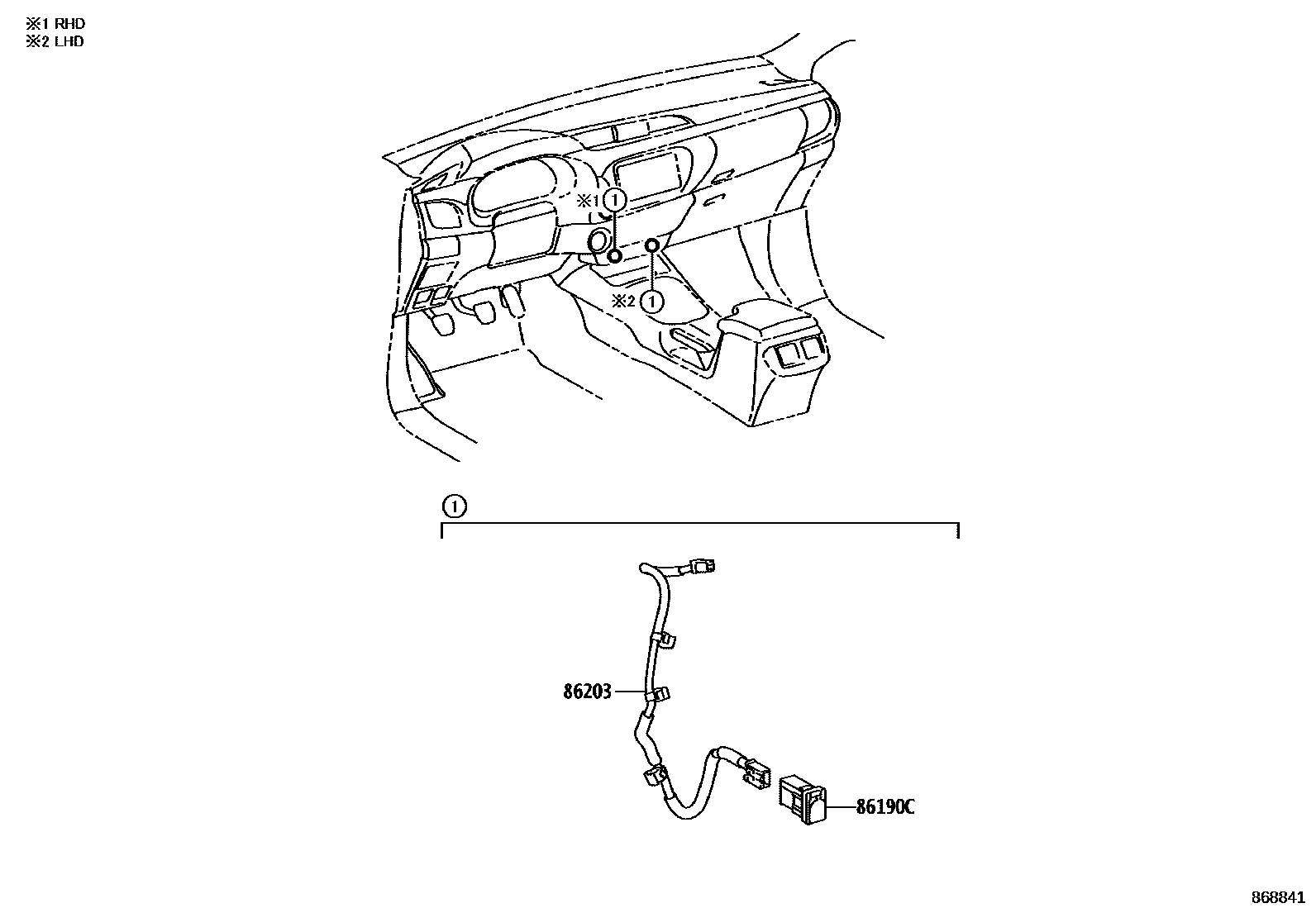 Toyota HILUX 收音机、放大器和冷凝器 EPC diagram — 868841
