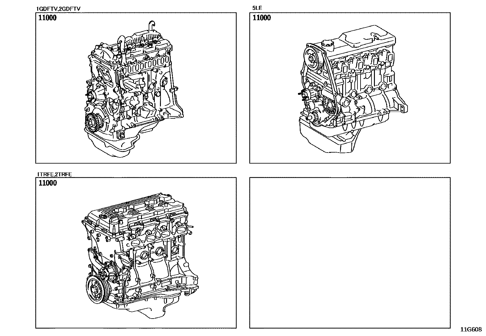 Toyota HILUX Partial Engine Assembly EPC diagram — 11G608