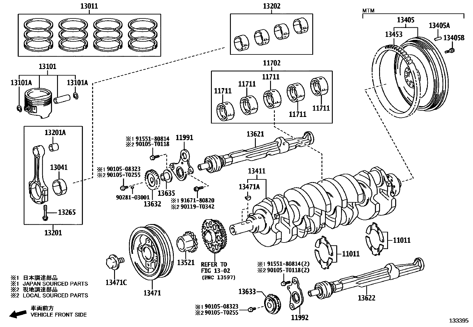 Toyota HILUX Crankshaft & Piston EPC diagram — 133395
