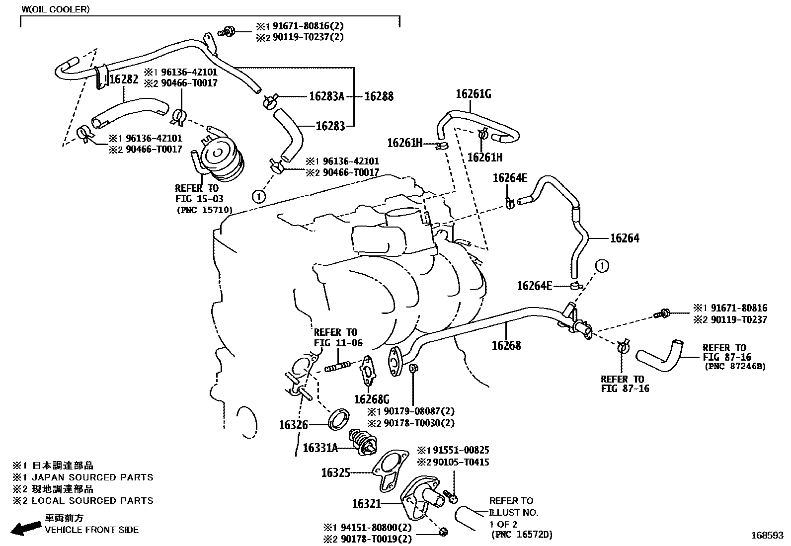Toyota HILUX RADIATOR & WATER OUTLET EPC diagram — 168593