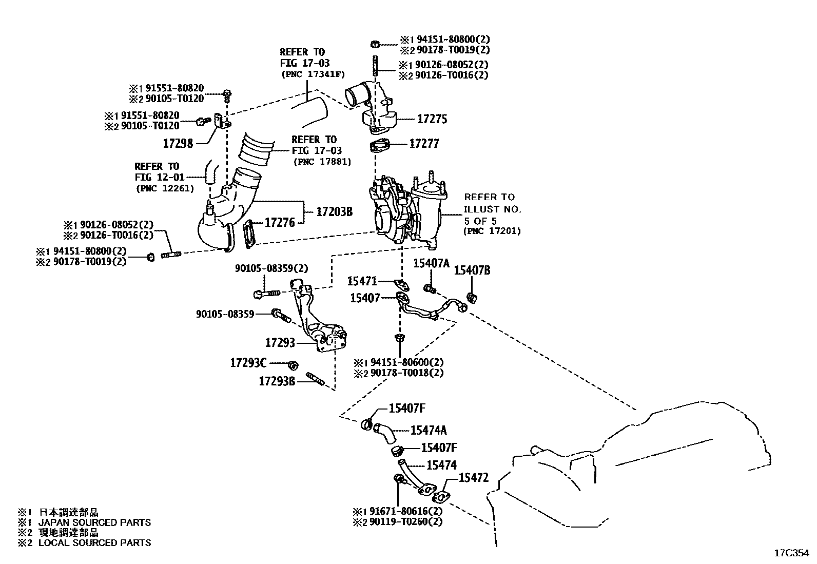 Toyota HILUX Manifold EPC diagram — 17C354