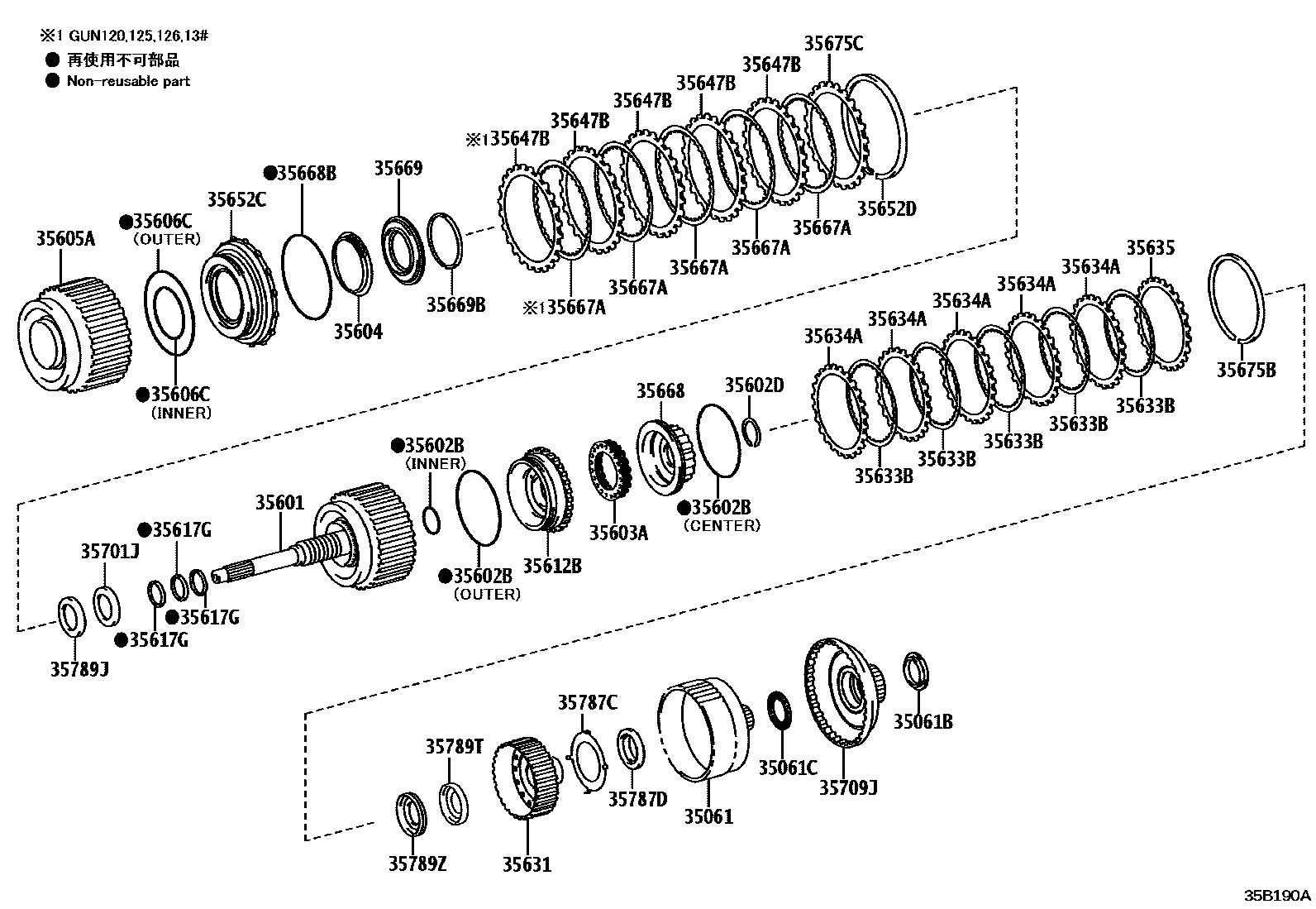 Toyota HILUX 制动带和多片式离合器(ATM) EPC diagram — 35B190A