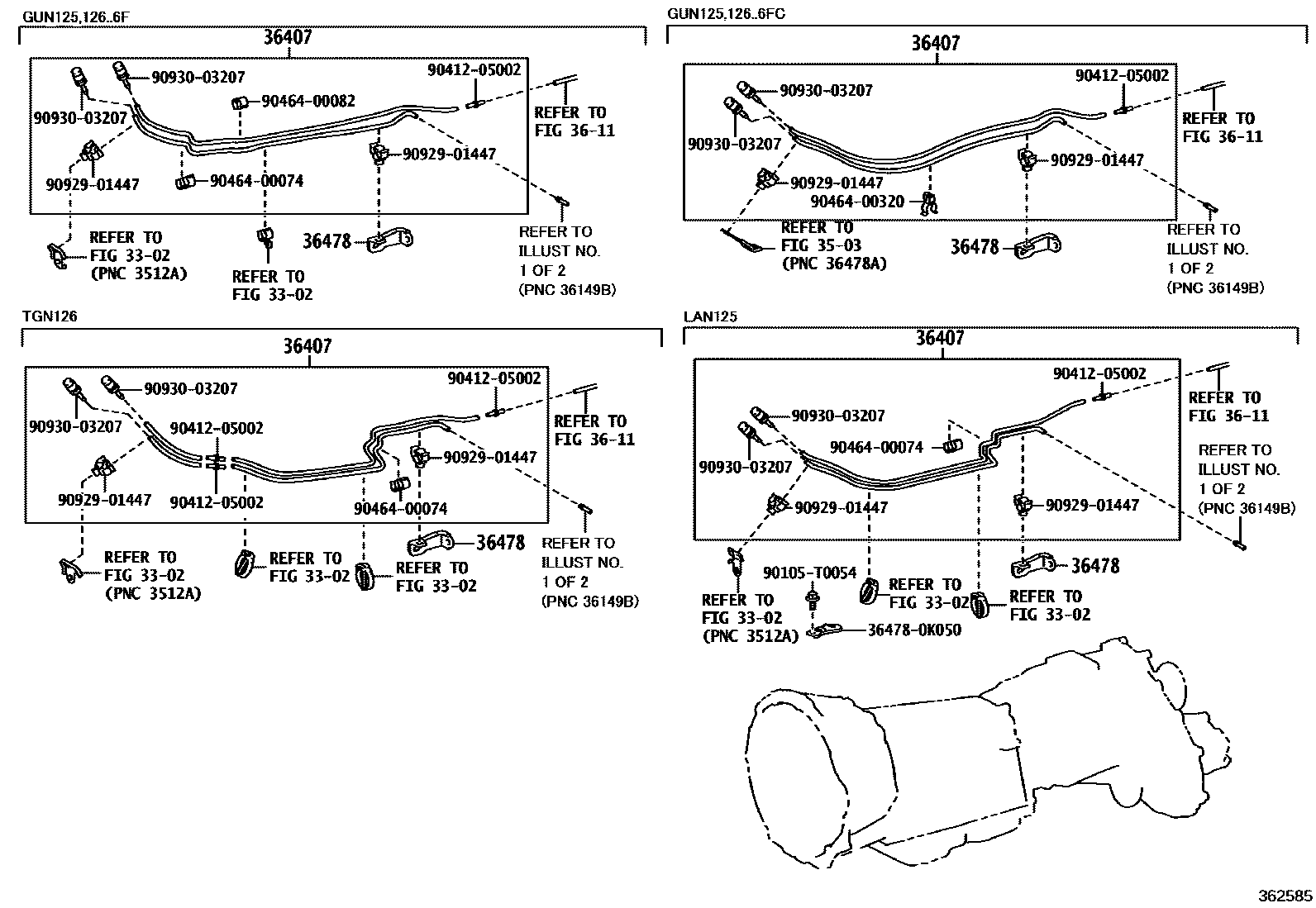Toyota HILUX Transfer Case & Extension Housing EPC diagram — 362585