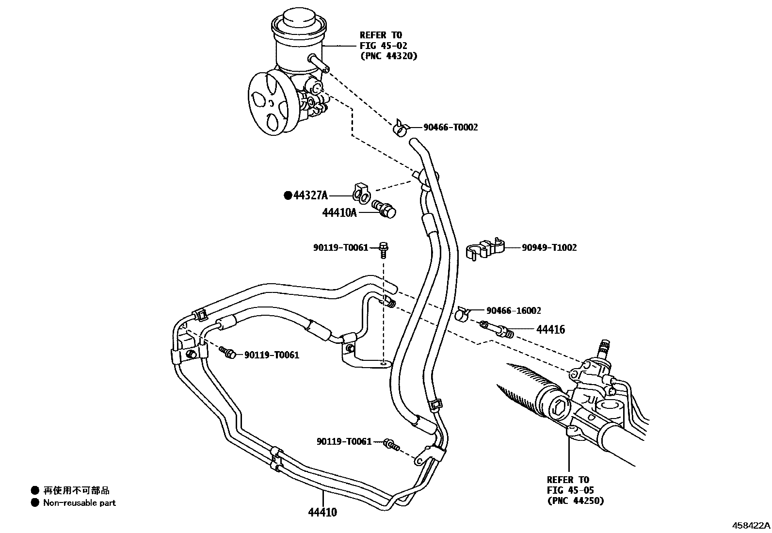 Toyota HILUX 动力转向配管 EPC diagram — 458422A