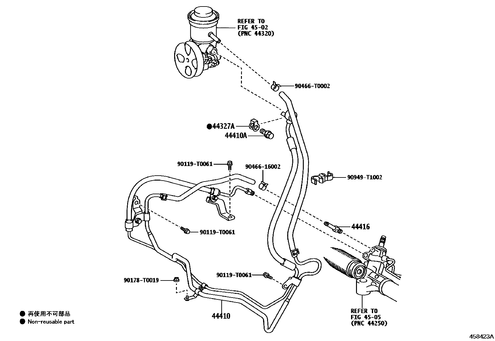 Toyota HILUX 动力转向配管 EPC diagram — 458423A