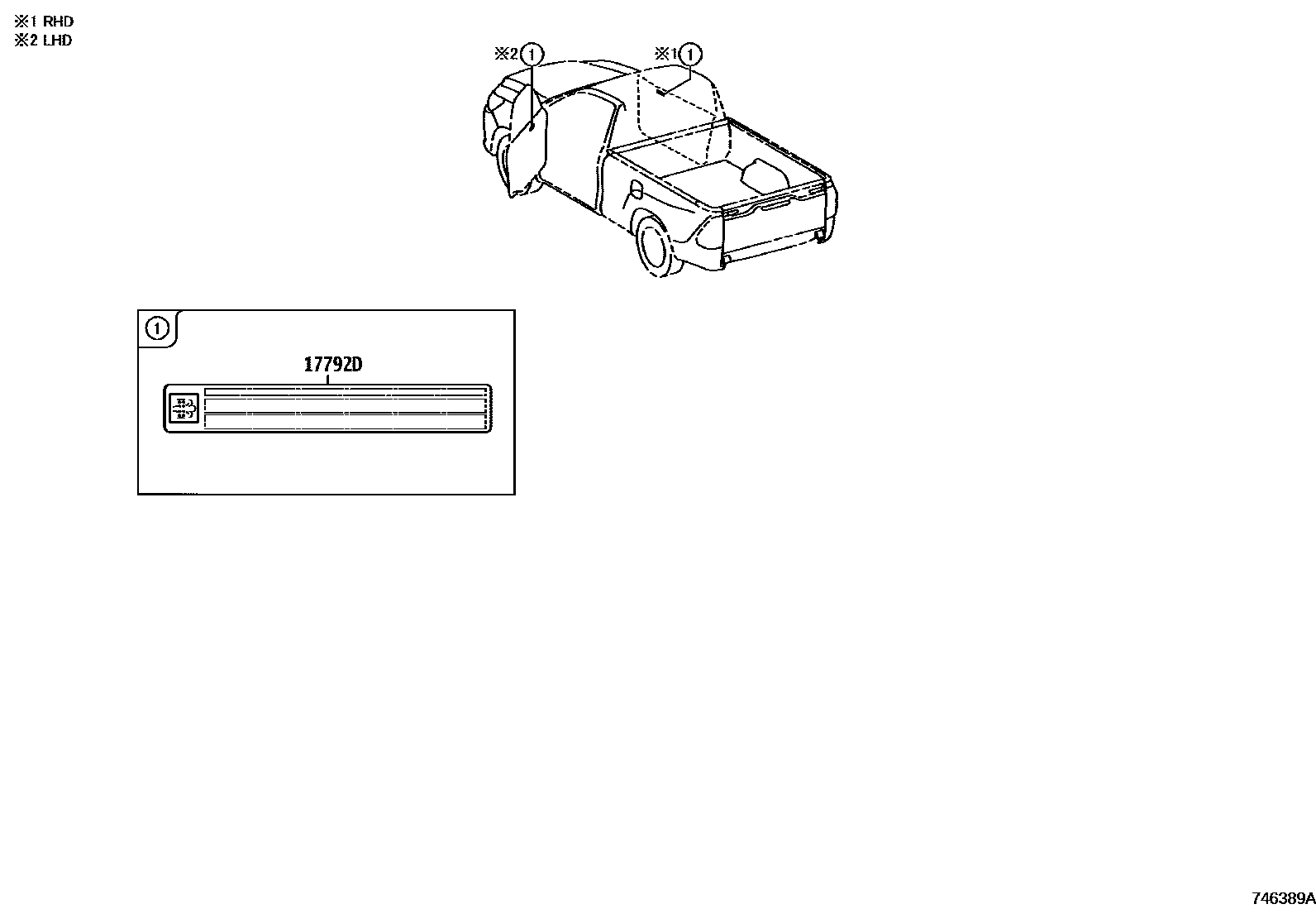 Toyota HILUX warning nameplate EPC diagram — 746389A