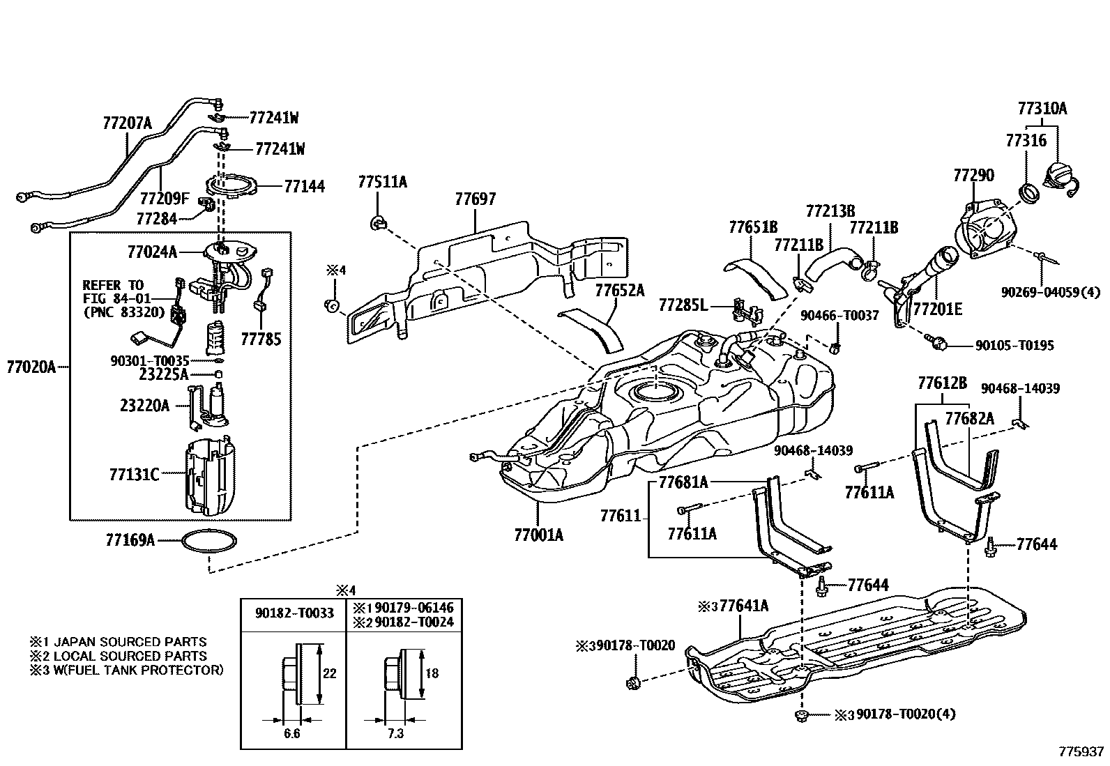 Toyota HILUX 燃油箱和燃油管 EPC diagram — 775937