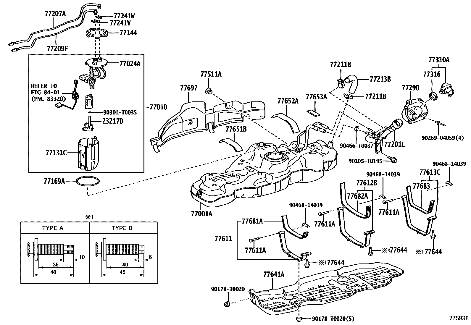 Toyota HILUX 燃油箱和燃油管 EPC diagram — 775938