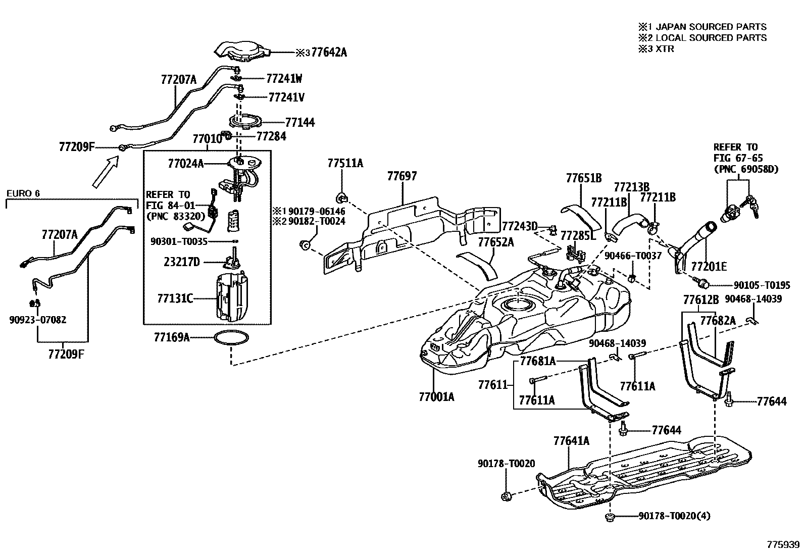 Toyota HILUX 燃油箱和燃油管 EPC diagram — 775939